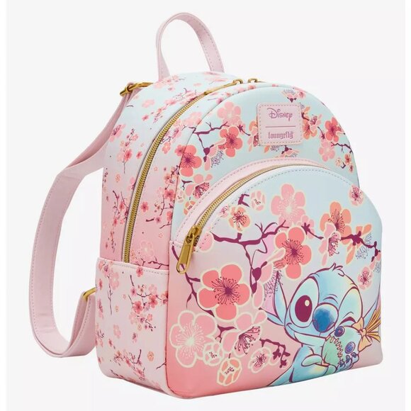 Loungefly Disney Lilo & Stitch Mini Backpack Cherry Blossoms Stitch & Scrump Bag - Picture 6 of 6
